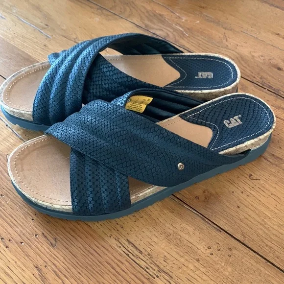 Caterpillar Shoes Cat Womens Criss Cross Black Sandals Padded